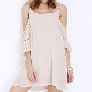 Apricot Spaghetti Strap Off The Shoulder Dress
